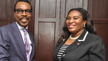 L-R: Mr. Bismarck Rewane, Managing Director, Financial Derivatives Company Ltd. ; Mrs. Toyin Sanni, Group CEO, United Capital Plc